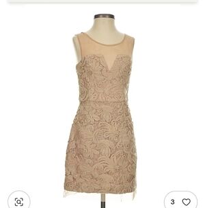BCBGMaxAzria Beige Lace Mini Dress EUC